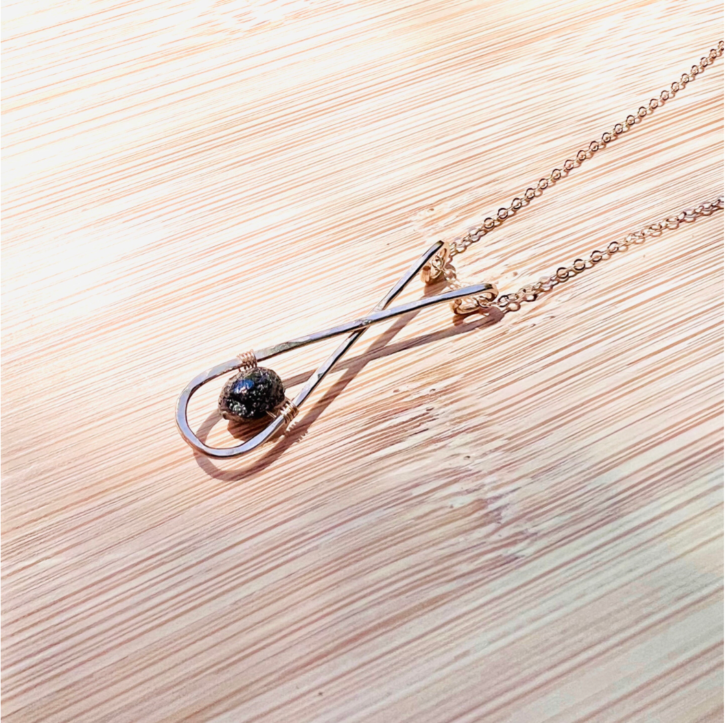 Rough Black Diamond Crossed Necklace