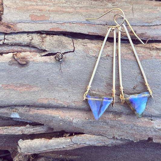 Labradorite Triangle Dangle Earrings