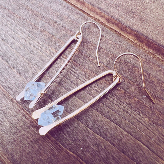 Simple Herkimer Diamond Dangle Earrings