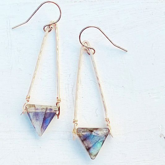 Labradorite Triangle Dangle Earrings