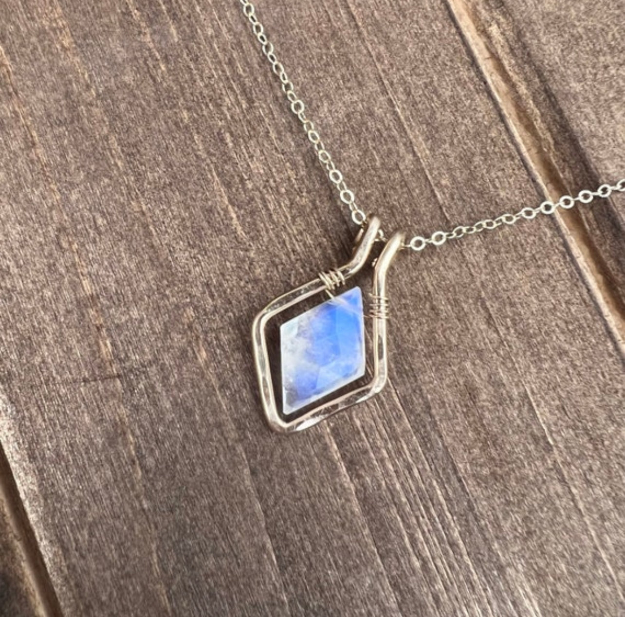 Framed Rainbow Moonstone Diamond Necklace