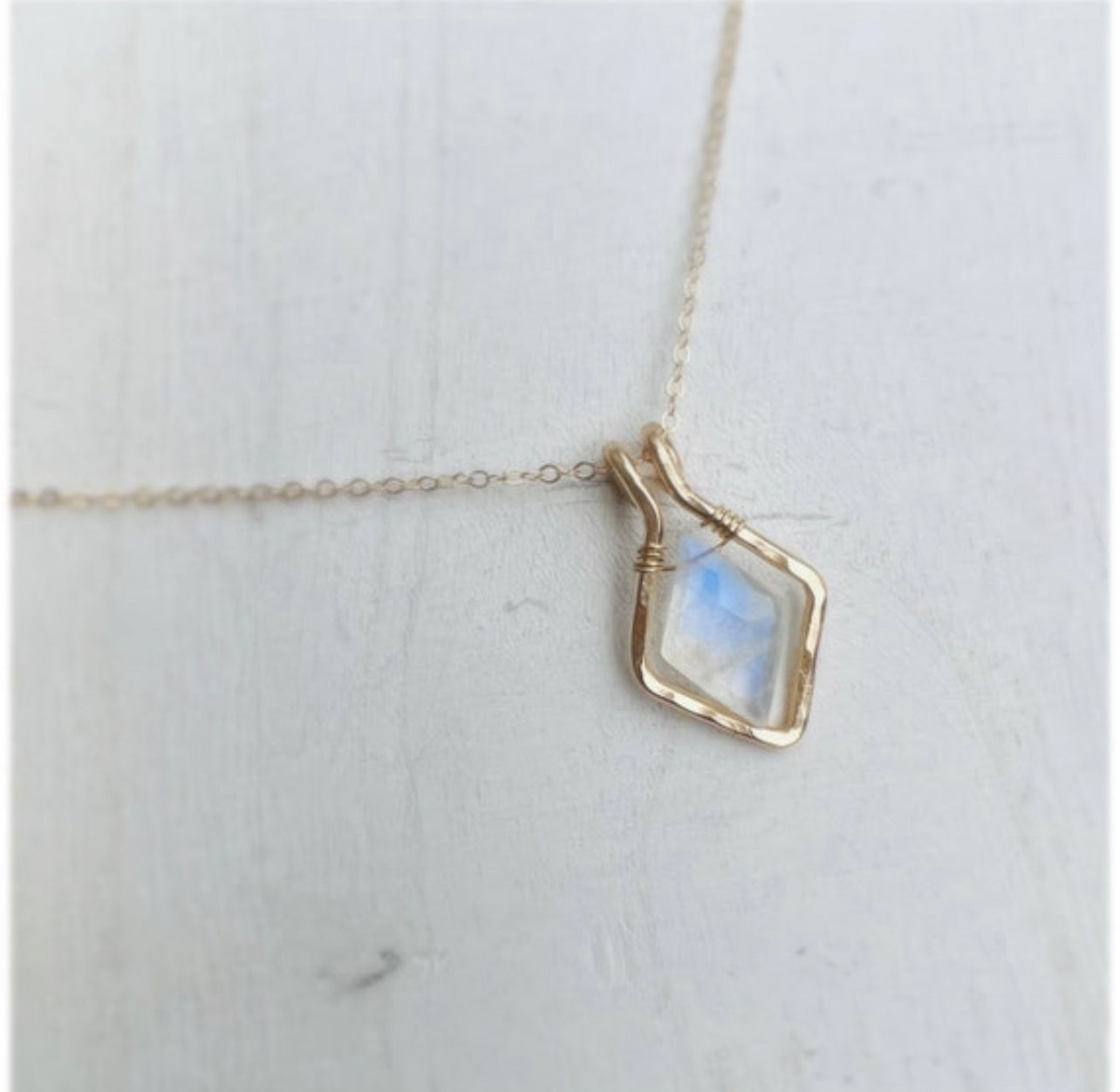 Framed Rainbow Moonstone Diamond Necklace