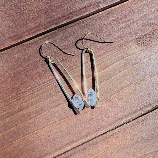 Simple Herkimer Diamond Dangle Earrings