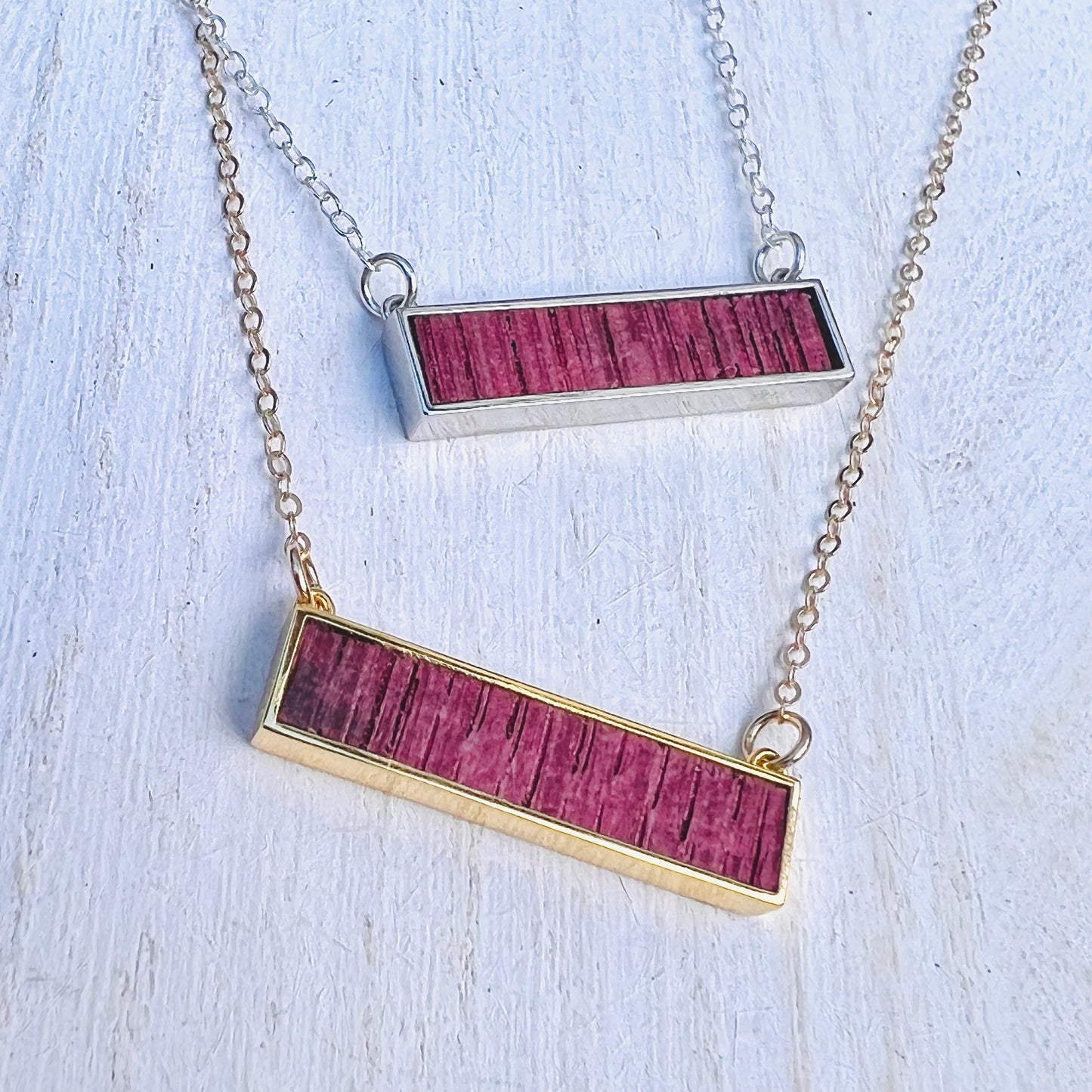 Wine Barrel Necklace - Horizontal - Wine Lover - Silver, Gold