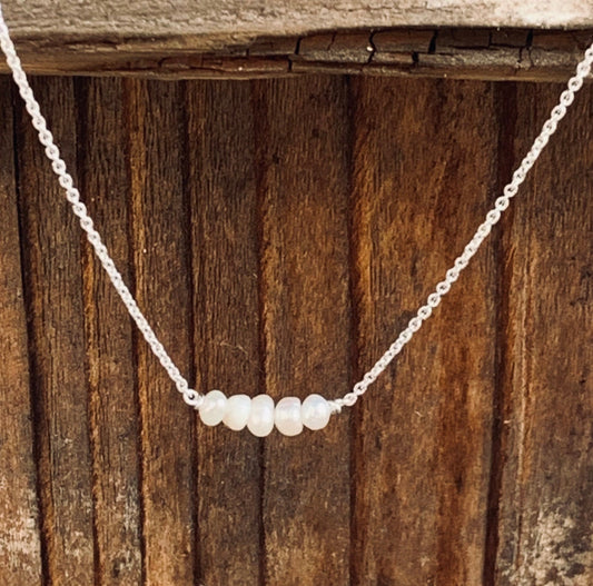 Dainty Silver Pearl Necklace