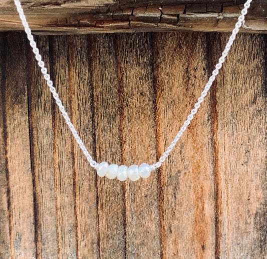 Dainty Silver Pearl Necklace