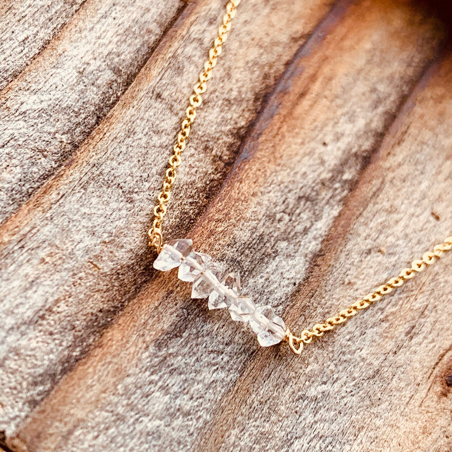 Gold Herkimer Diamond Necklace