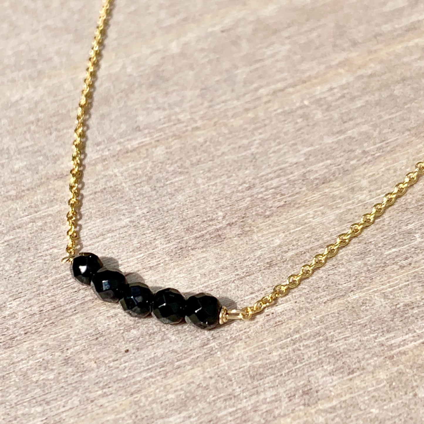 Dainty Gold & Onyx Necklace