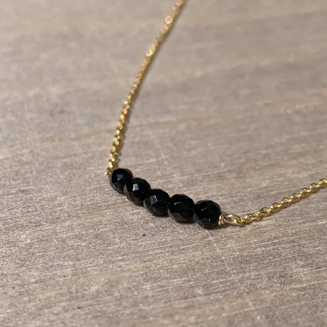 Dainty Gold & Onyx Necklace