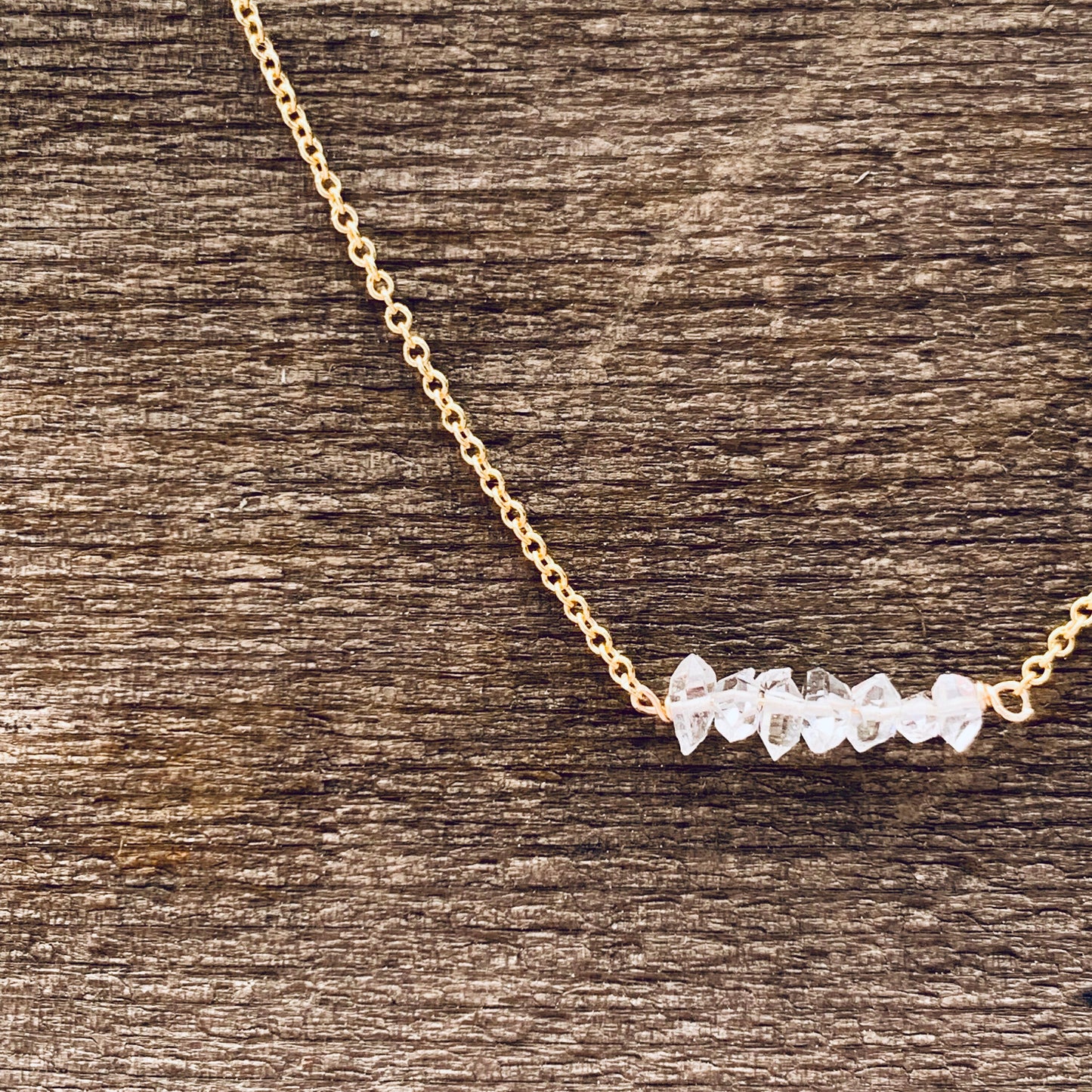 Gold Herkimer Diamond Necklace