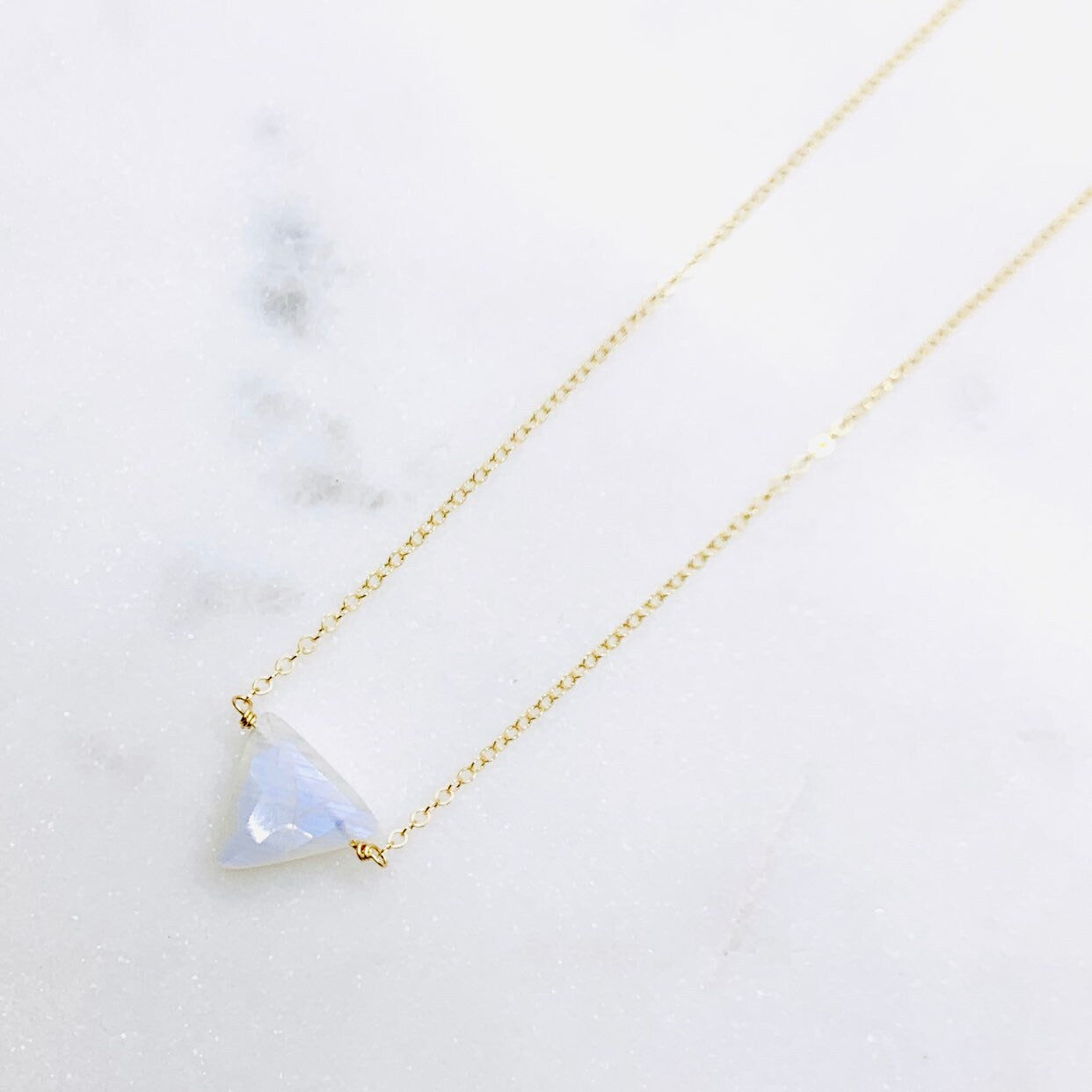 Rainbow Moonstone Necklace - Simple Triangle