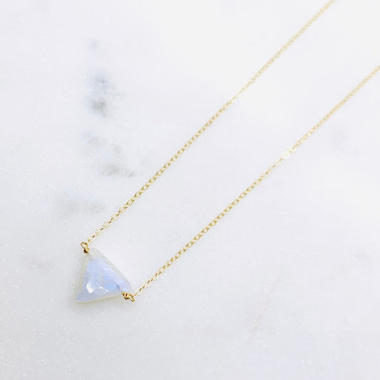 Rainbow Moonstone Necklace - Simple Triangle