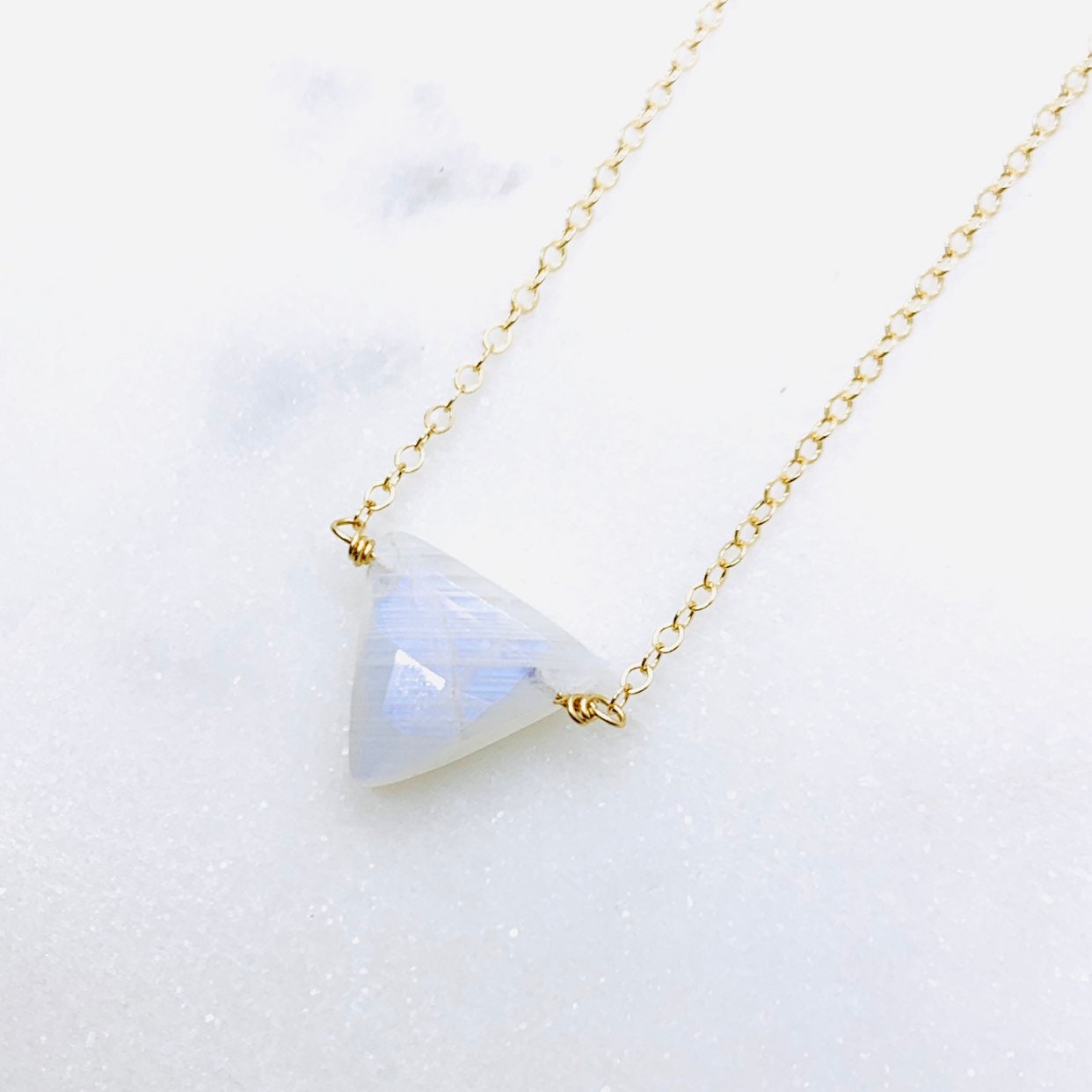 Rainbow Moonstone Necklace - Simple Triangle