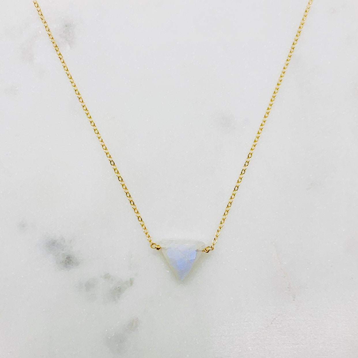 Rainbow Moonstone Necklace - Simple Triangle