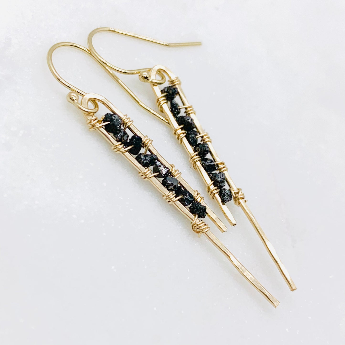 Raw Black Diamond Earrings