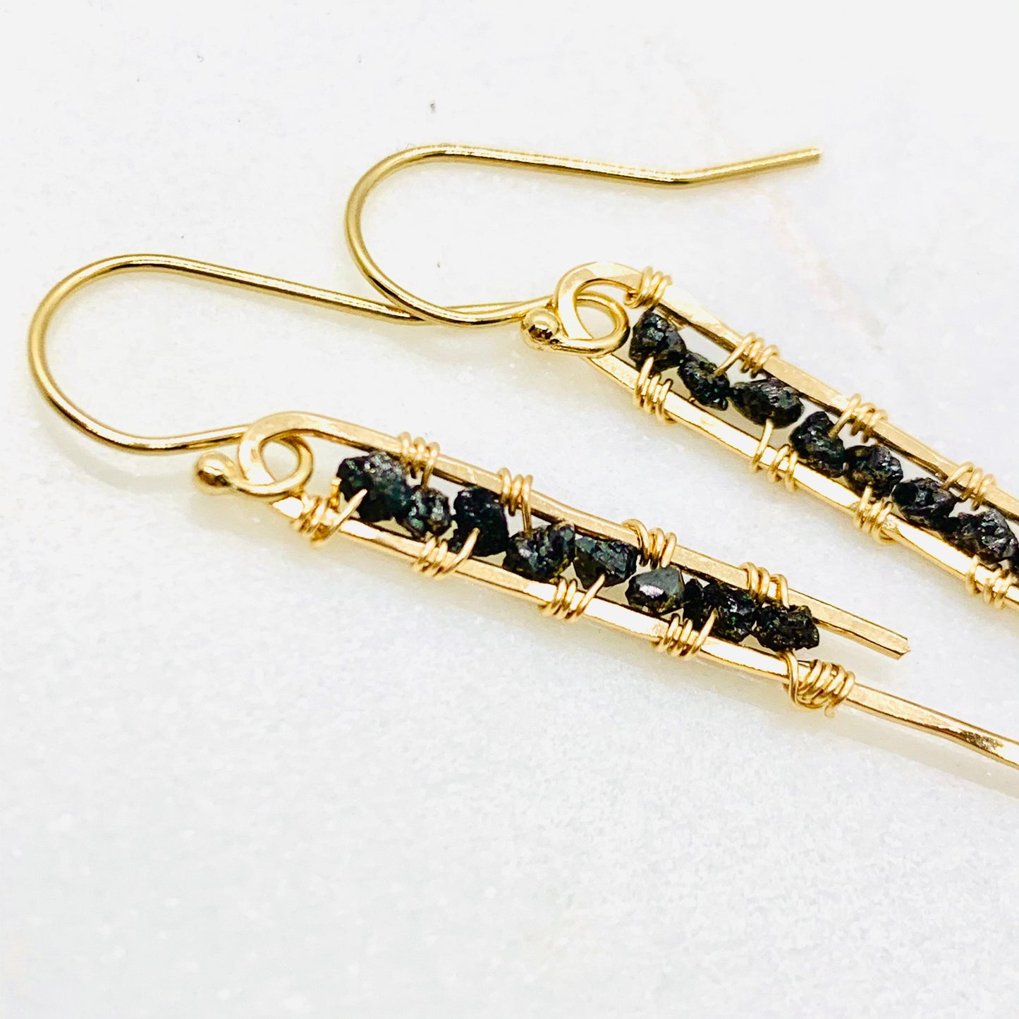 Raw Black Diamond Earrings