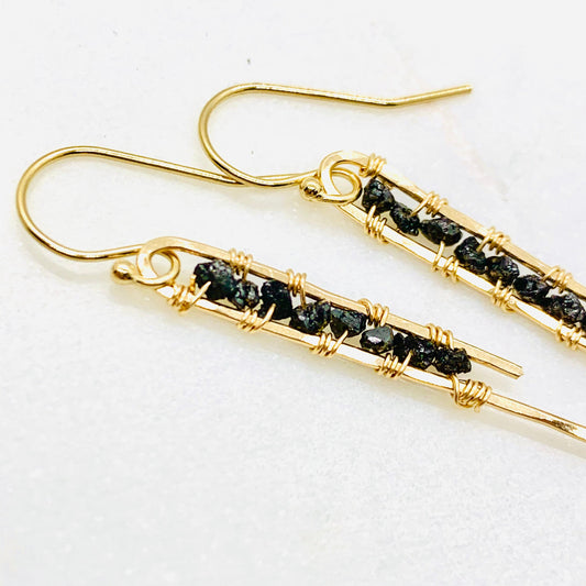 Raw Black Diamond Earrings