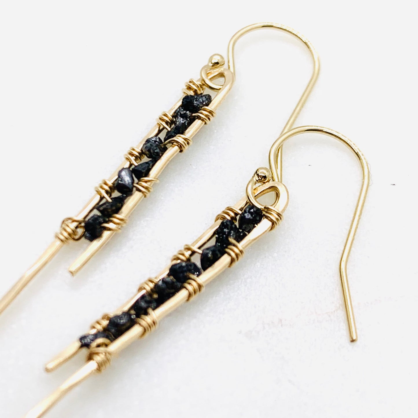 Raw Black Diamond Earrings