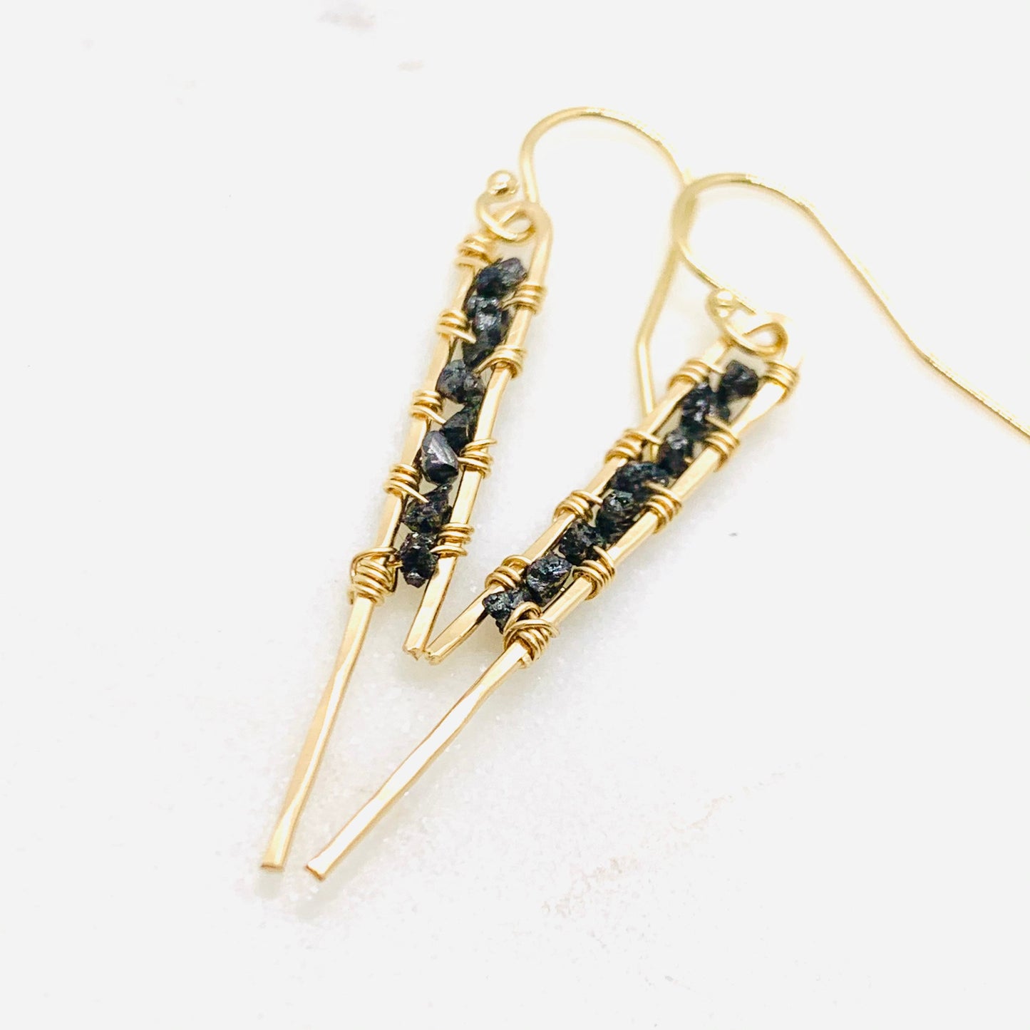 Raw Black Diamond Earrings