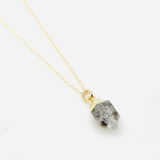 Raw Rough Cut Herkimer Diamond Necklace April Birthstone