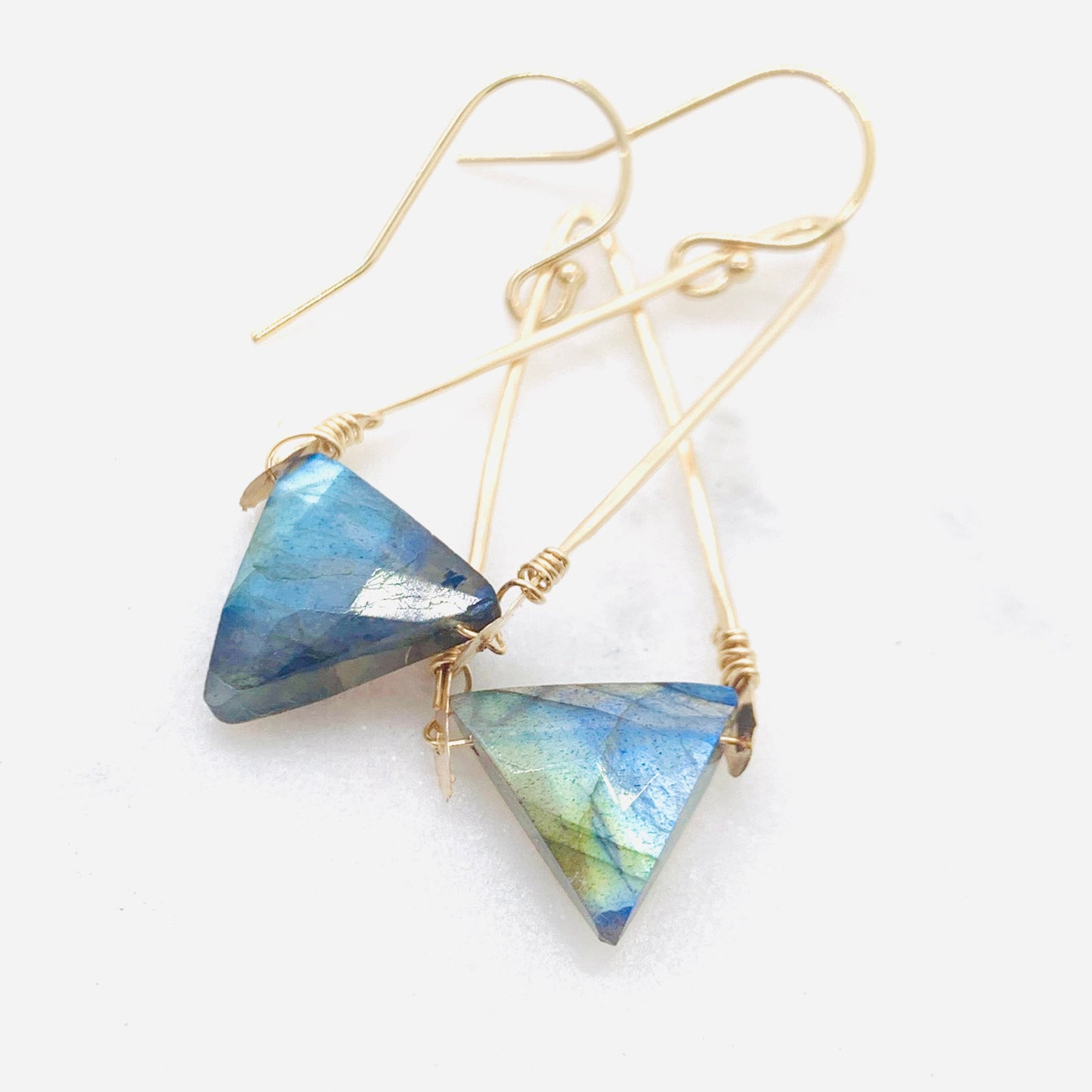 Labradorite Triangle Dangle Earrings