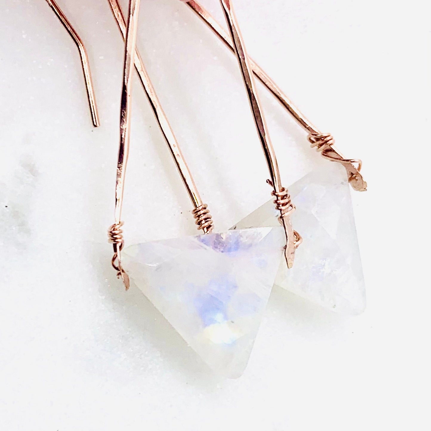 Rainbow Moonstone Dangle Earrings