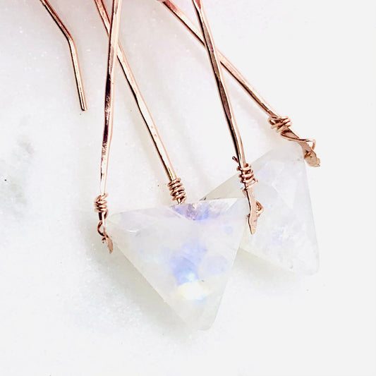 Rainbow Moonstone Dangle Earrings