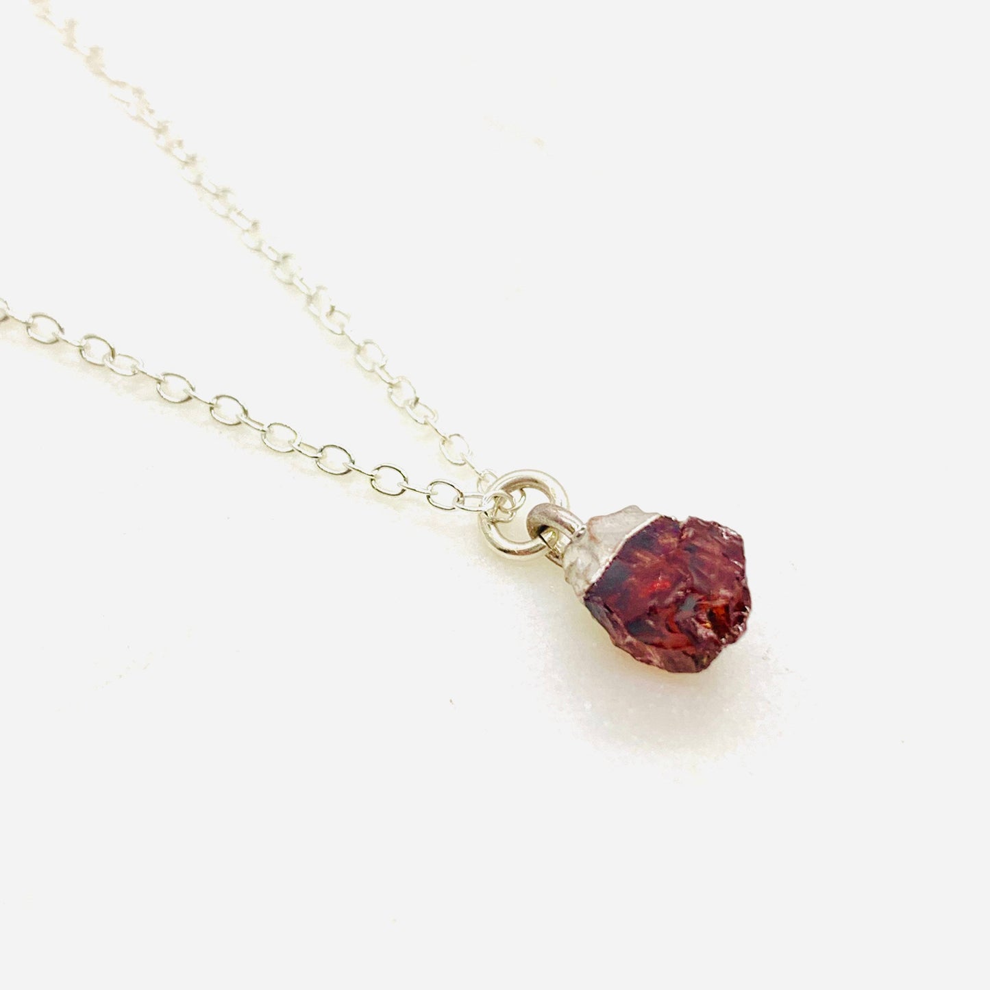 Rough Cut Raw Garnet Necklace January  Birthstone