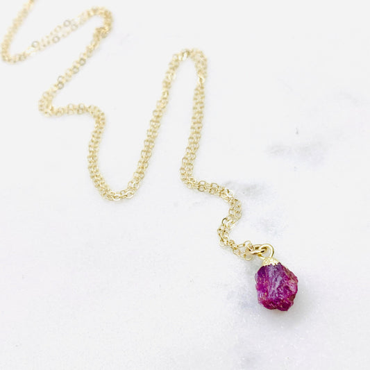 Rough Cut Raw Ruby Necklace July Birthstone