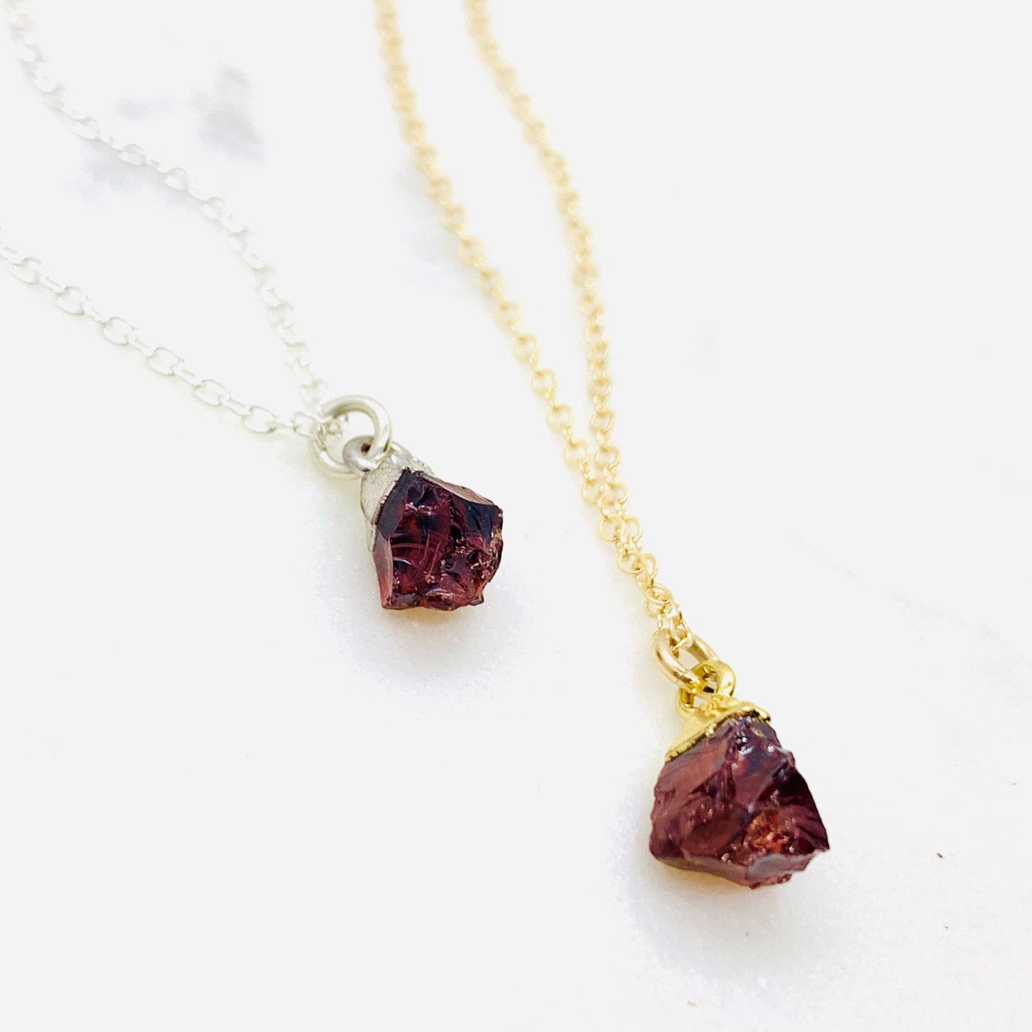 Rough Cut Raw Garnet Necklace January  Birthstone