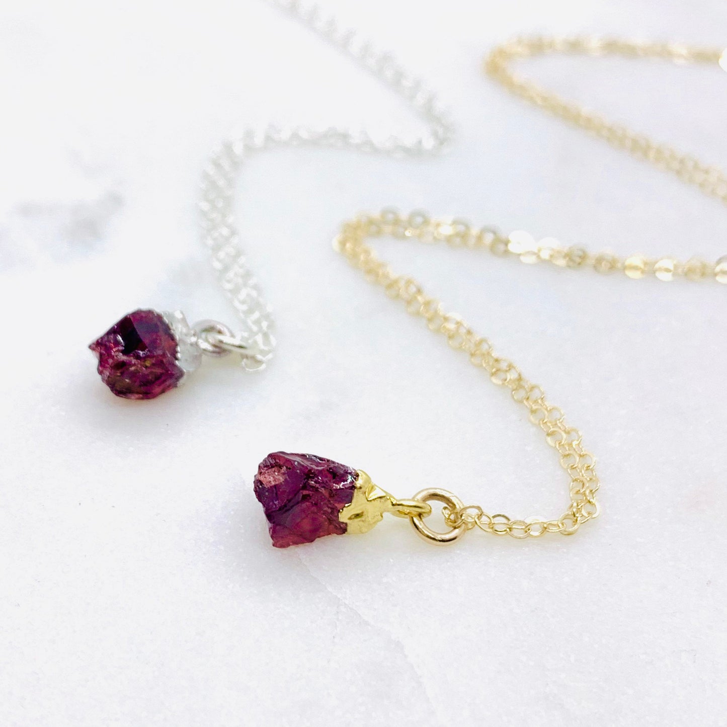 Rough Cut Raw Garnet Necklace January  Birthstone