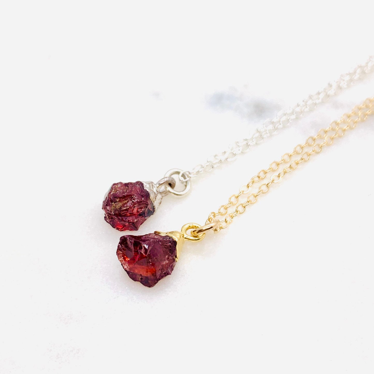 Rough Cut Raw Garnet Necklace January  Birthstone