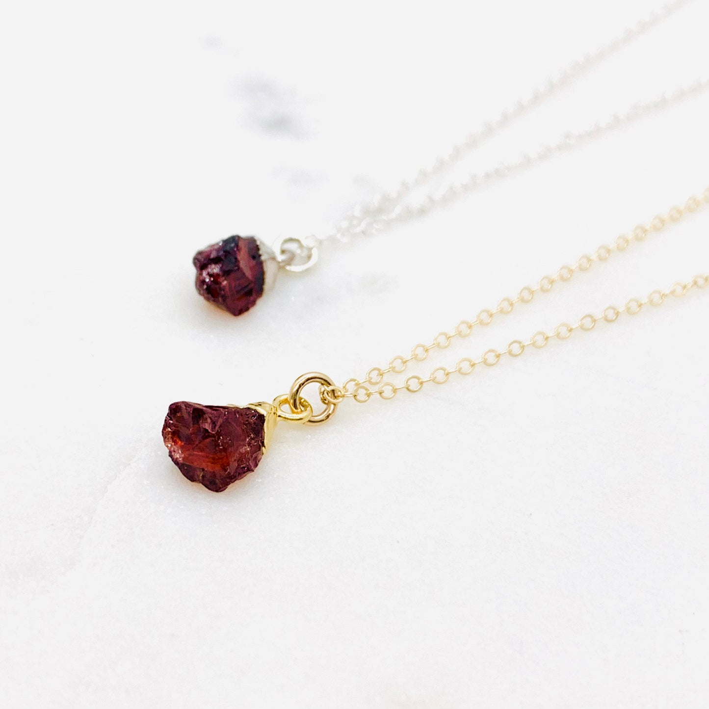 Rough Cut Raw Garnet Necklace January  Birthstone