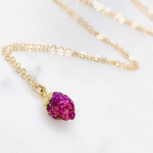 Rough Cut Raw Ruby Necklace July Birthstone