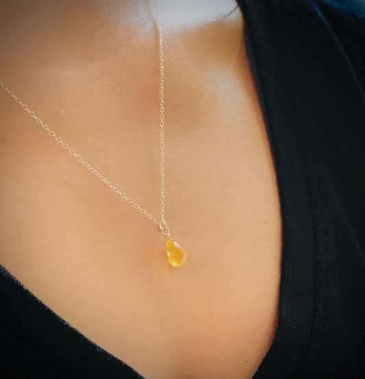 Simple and Classy Citrine Necklace November Birthstone