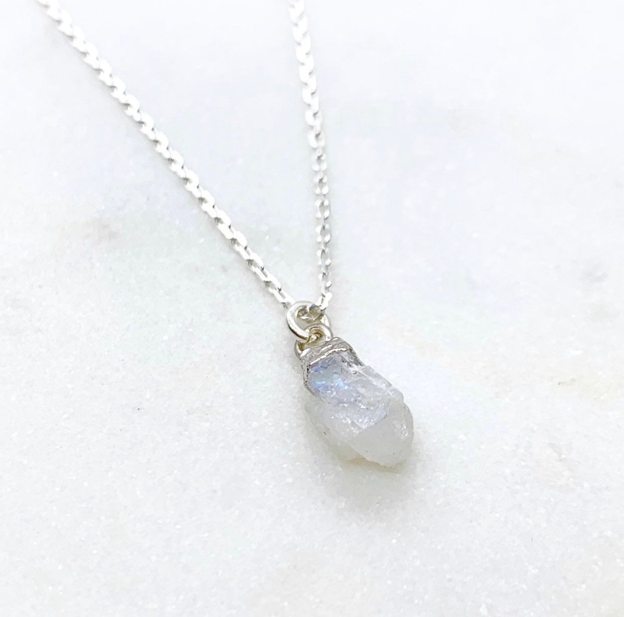 Raw Rainbow Moonstone Necklace