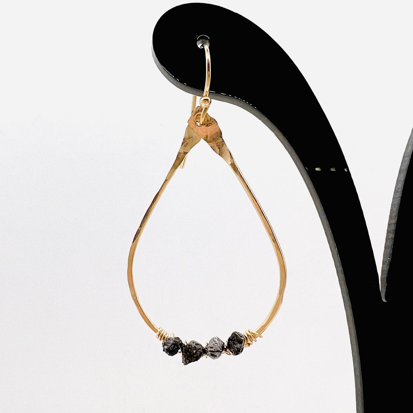 Raw Black Diamond Hoop Earrings