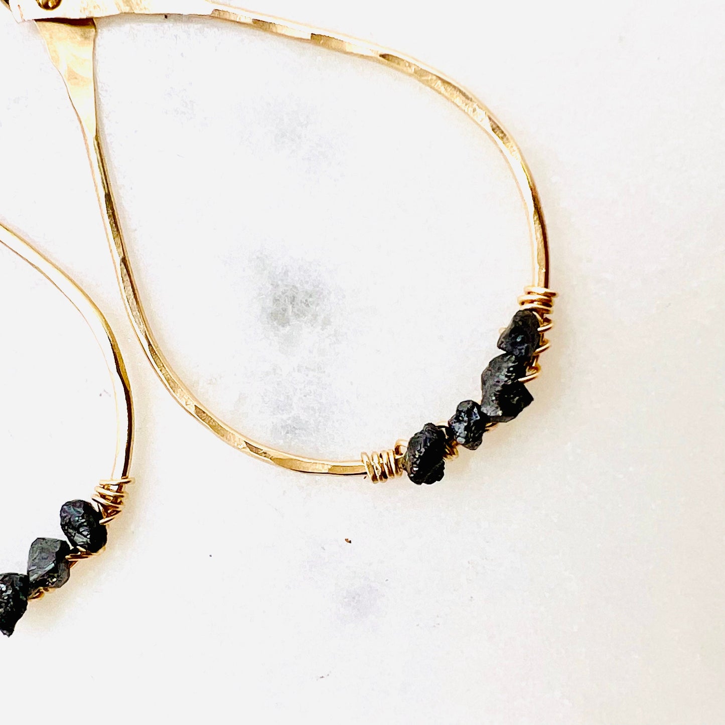 Raw Black Diamond Hoop Earrings