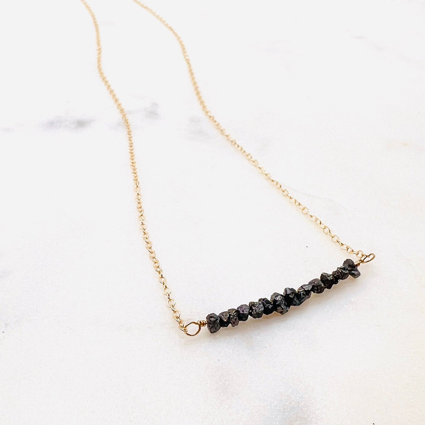 Raw Black Diamond Dainty Necklace