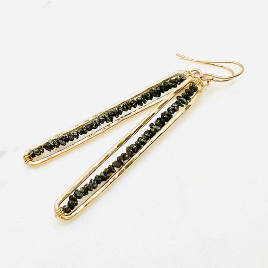 Large Raw Black Diamond Earring