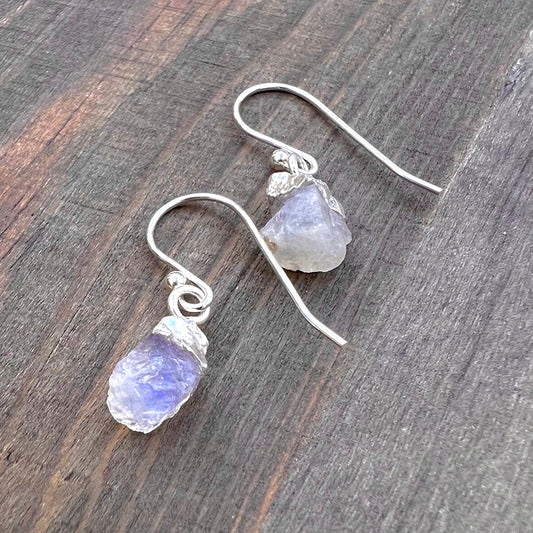 Raw Rainbow Moonstone Earrings