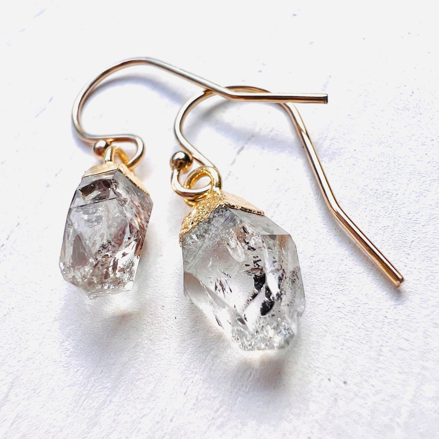 Raw Rough Cut Herkimer Diamond Earrings April Birthstone