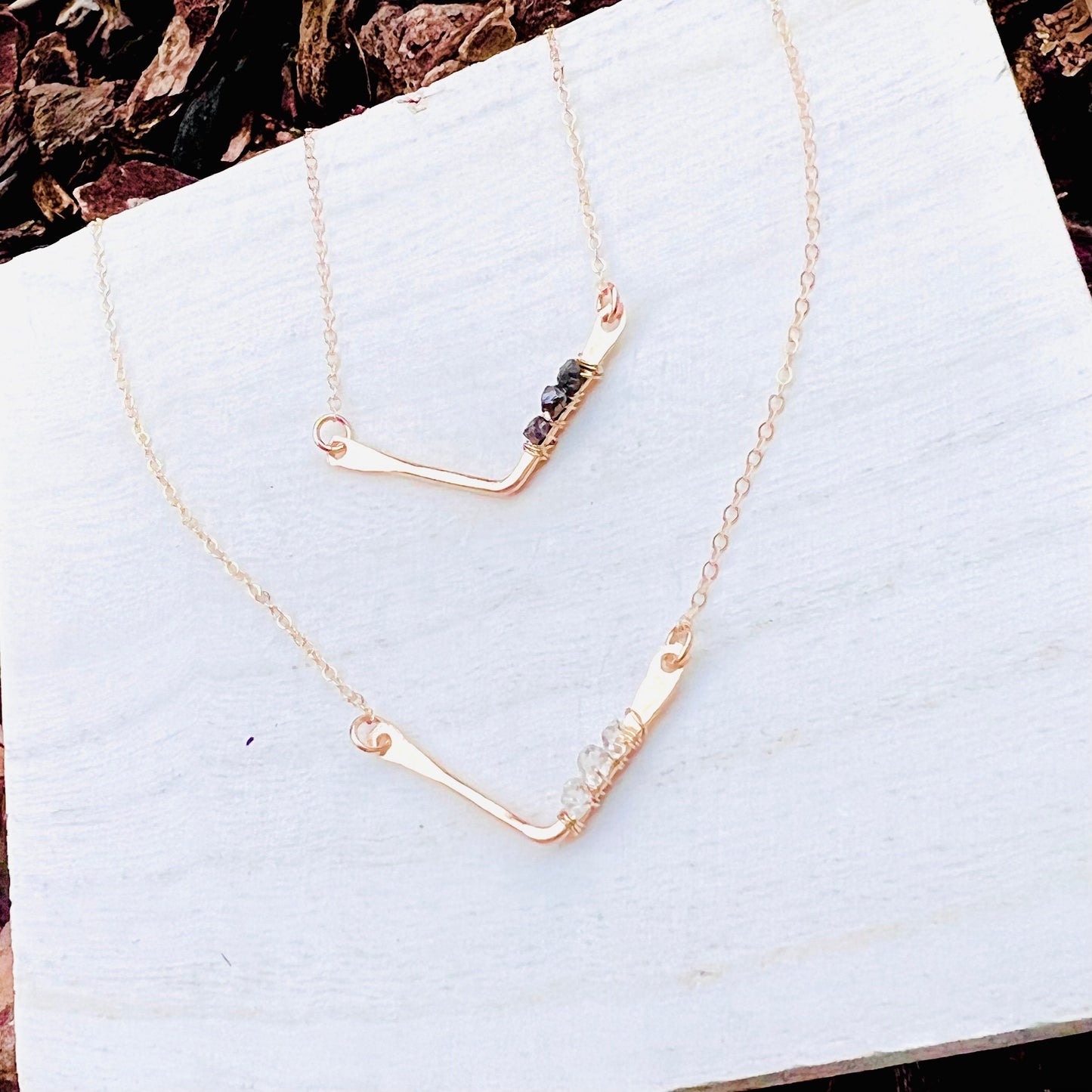 Simple Herkimer Diamond Chevron Necklace
