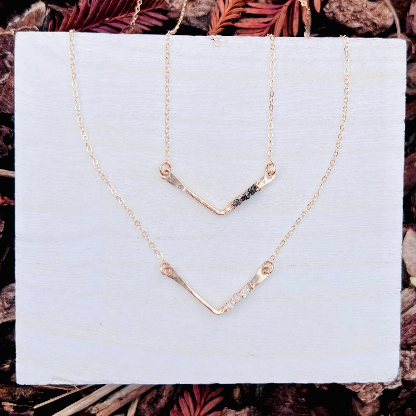 Simple Herkimer Diamond Chevron Necklace