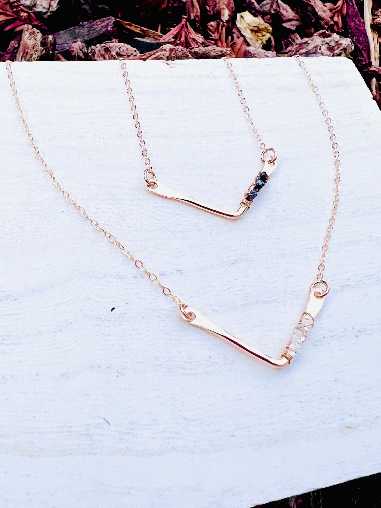Simple Herkimer Diamond Chevron Necklace