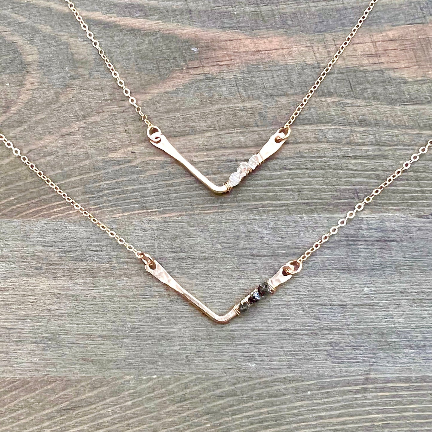 Simple Herkimer Diamond Chevron Necklace