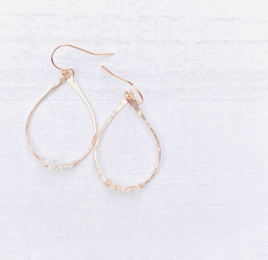 Raw Herkimer Diamond Hoop Earrings