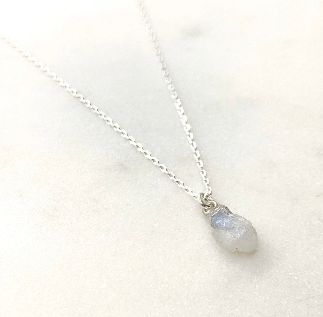 Raw Rainbow Moonstone Necklace