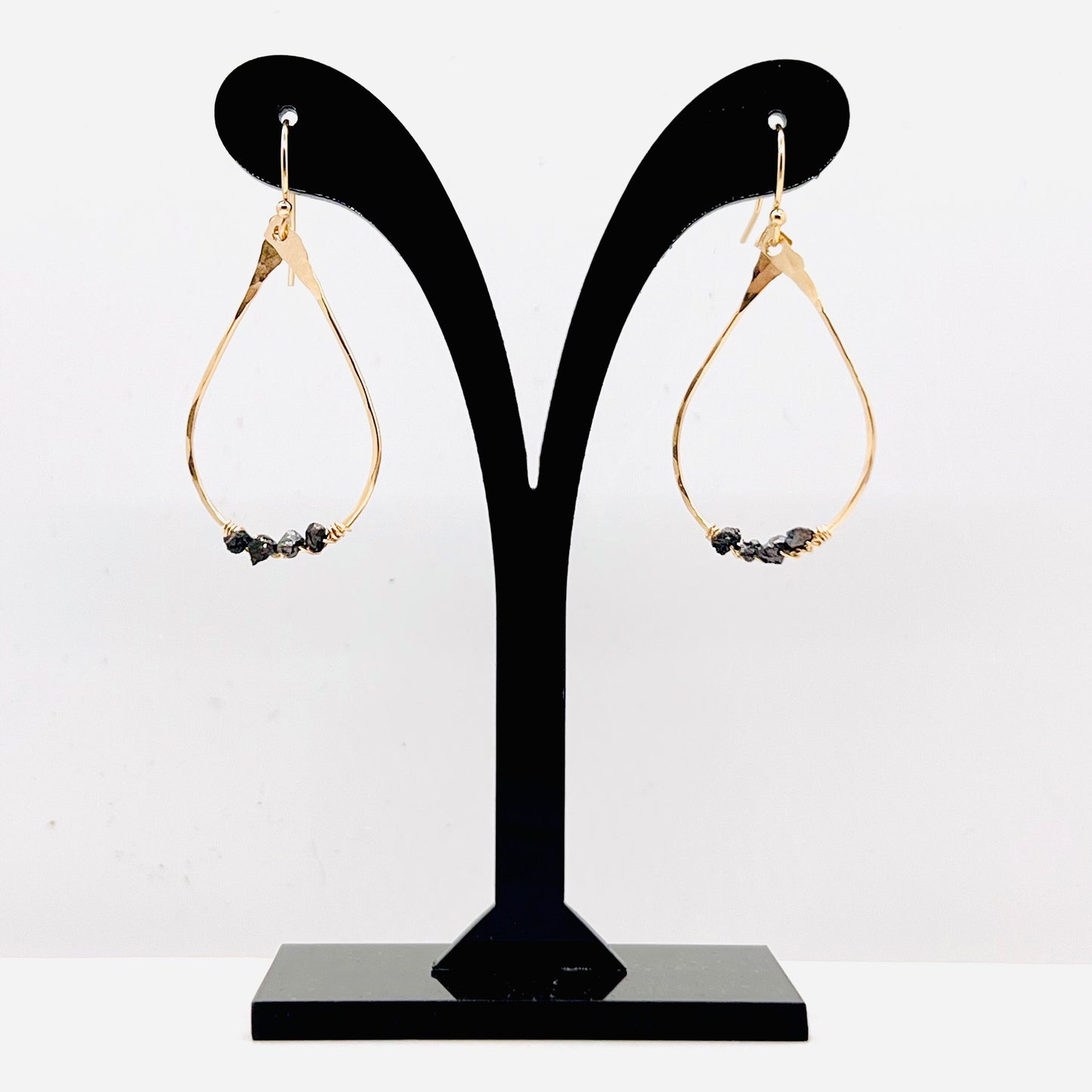 Raw Black Diamond Hoop Earrings