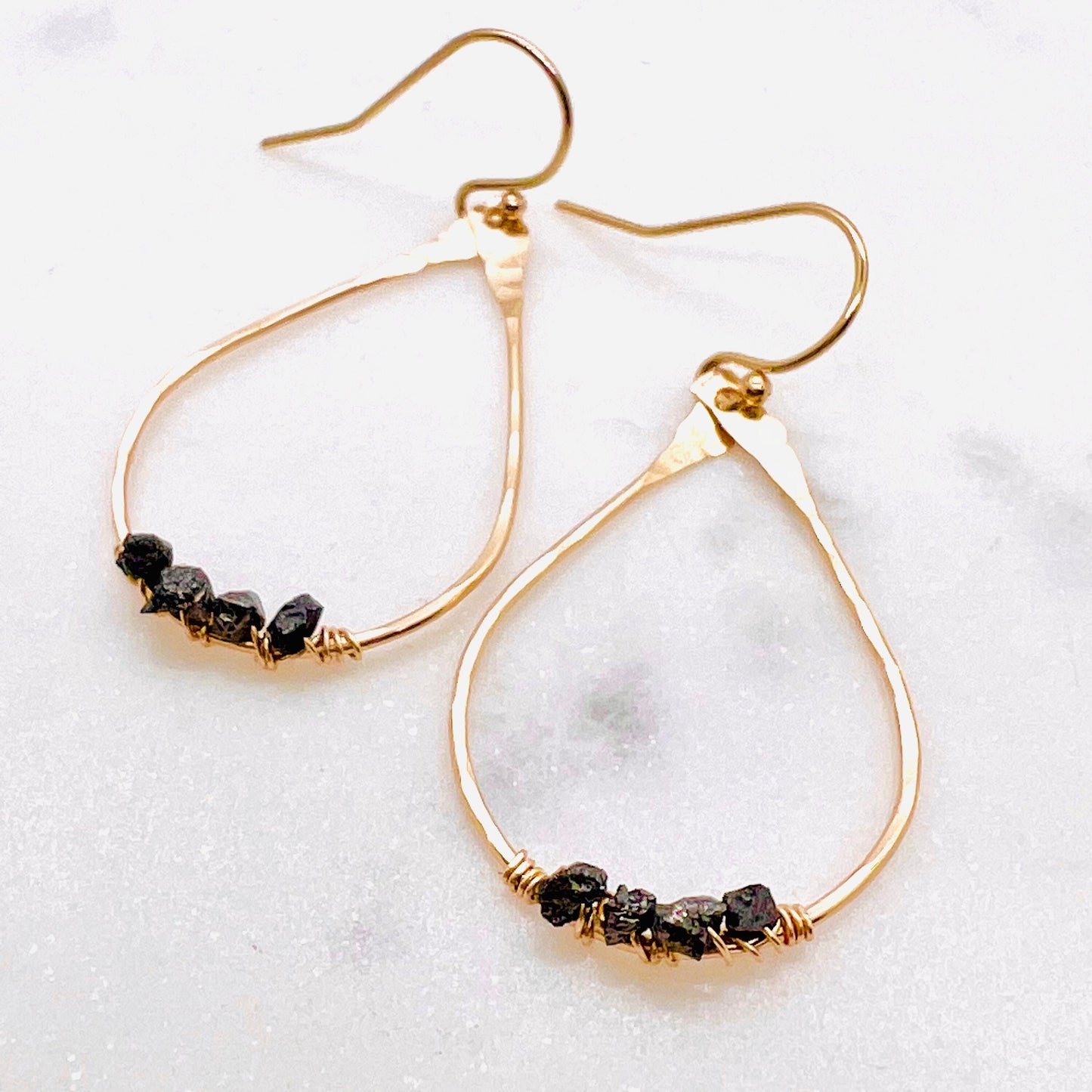 Raw Black Diamond Hoop Earrings